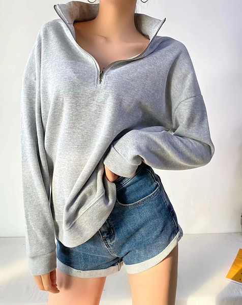 Γυναικείο καθημερινό φούτερ με φερμουάρ και ψηλό γιακά