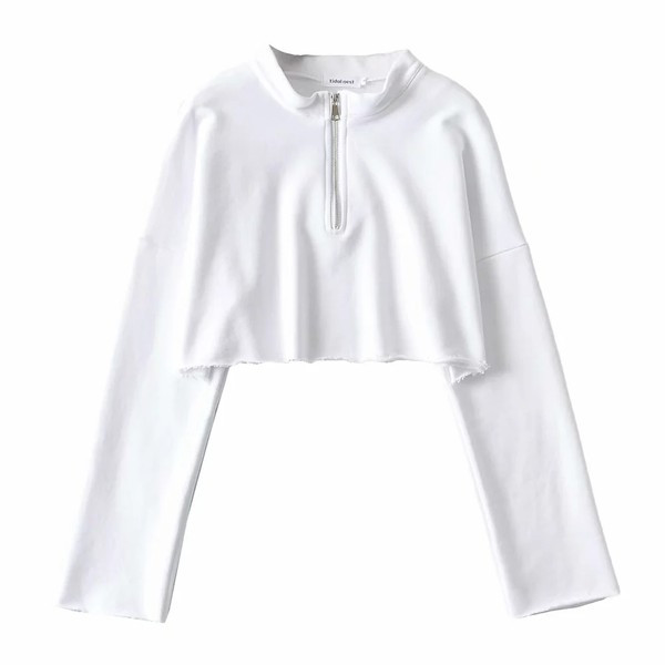 Μοντέρνο κοντό φούτερ με φερμουάρ