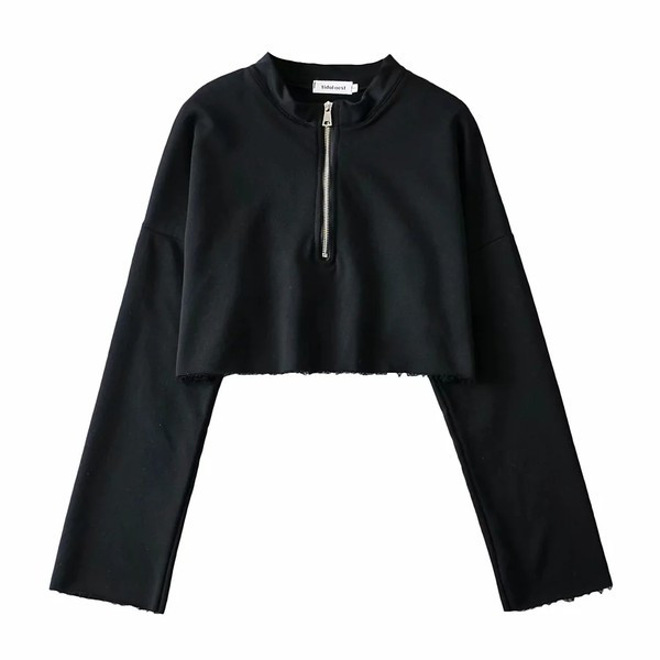 Μοντέρνο κοντό φούτερ με φερμουάρ