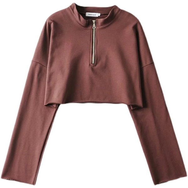 Μοντέρνο κοντό φούτερ με φερμουάρ