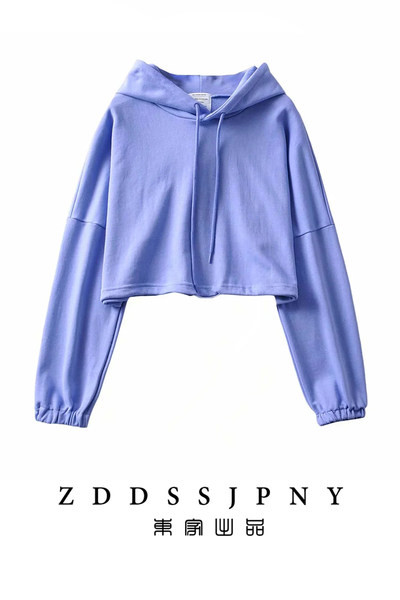 Φαρδύ μοντέλο κοντό γυναικείο φούτερ με κουκούλα