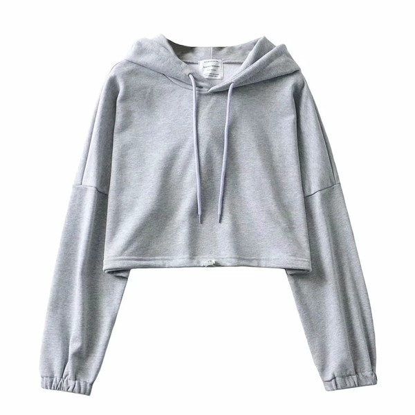 Φαρδύ μοντέλο κοντό γυναικείο φούτερ με κουκούλα