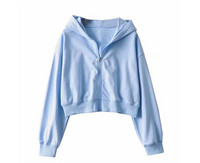 Hanorac scurt pentru femei, cu glugă și închidere cu fermoar