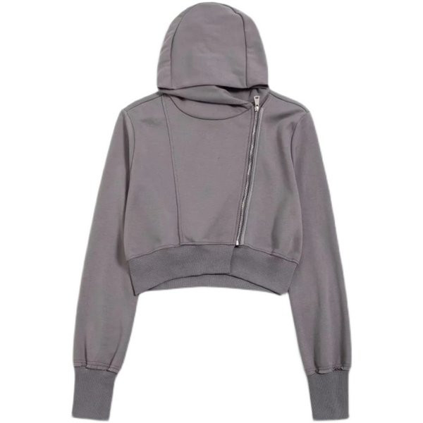 Κοντό γυναικείο φούτερ με ασύμμετρο κούμπωμα