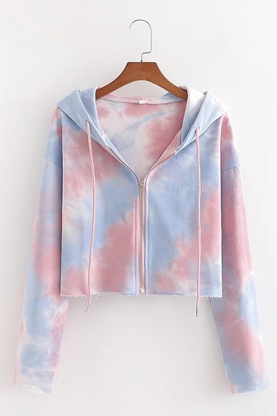 Πολύχρωμο γυναικείο φούτερ - κοντό μοντέλο