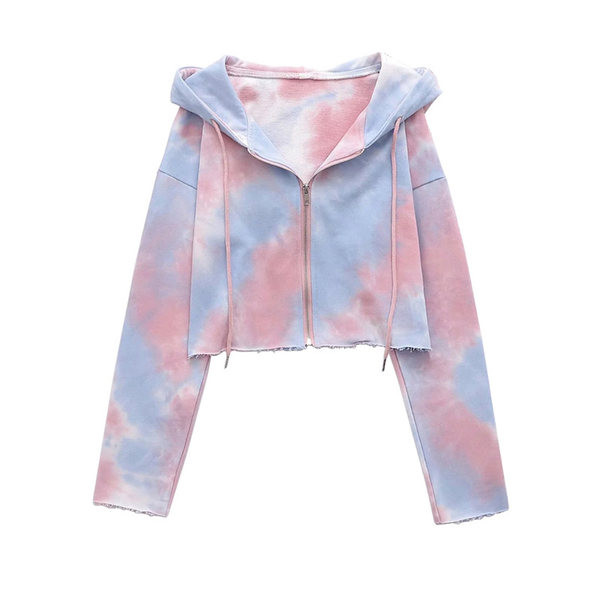 Πολύχρωμο γυναικείο φούτερ - κοντό μοντέλο