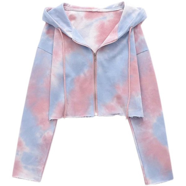 Πολύχρωμο γυναικείο φούτερ - κοντό μοντέλο