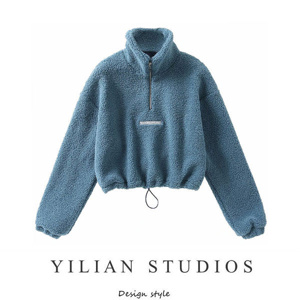 Γυναικείο πουπουλένιο φούτερ με ψηλό γιακά και κορδόνι στη μέση