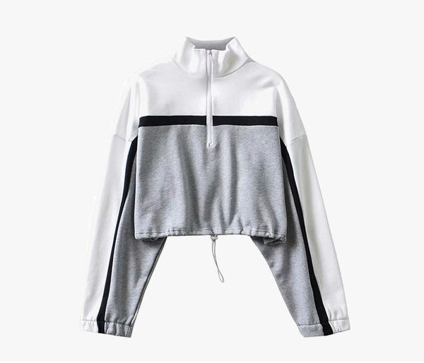 Νέο μοντέλο γυναικείο φούτερ με ψηλό γιακά και φερμουάρ