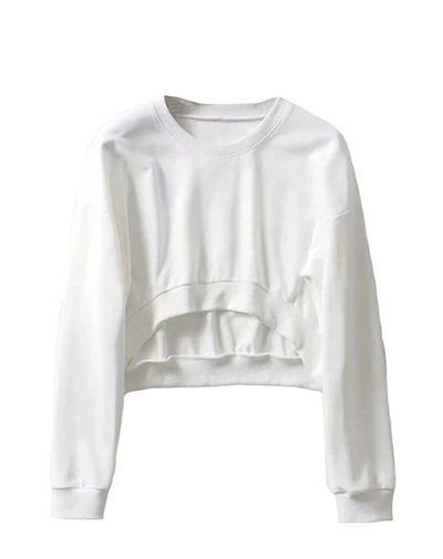 Rövid női blúz ovális nyakkivágással és hosszú ujjal