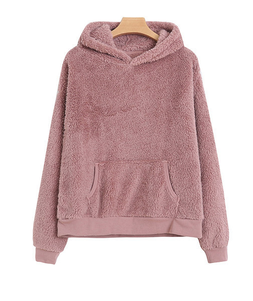 Ζεστό χειμωνιάτικο φούτερ για γυναίκες με κουκούλα και τσέπη