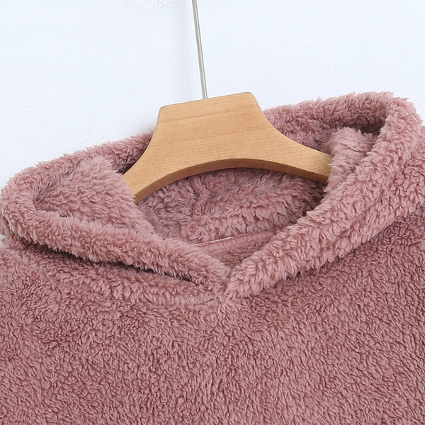 Ζεστό χειμωνιάτικο φούτερ για γυναίκες με κουκούλα και τσέπη