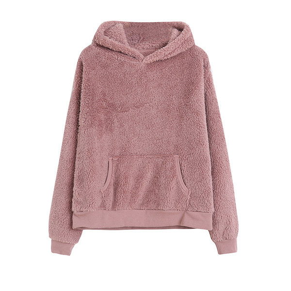 Ζεστό χειμωνιάτικο φούτερ για γυναίκες με κουκούλα και τσέπη