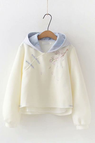 Γυναικείο φούτερ με κέντημα και κουκούλα