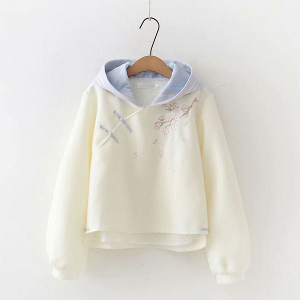 Γυναικείο φούτερ με κέντημα και κουκούλα