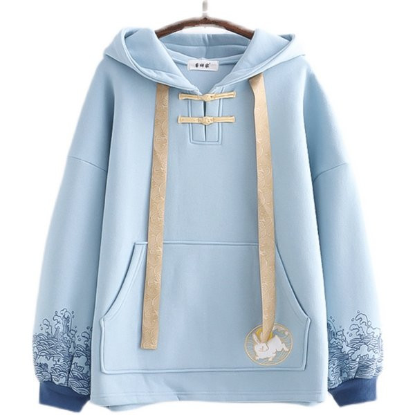 Hanorac cald toamna-iarna cu gluga si cravate