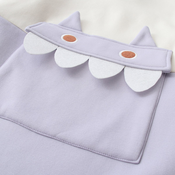 Γυναικείο μακρύ φούτερ με τσέπη και 3D εφαρμογή