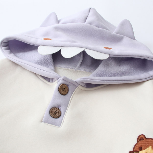 Γυναικείο μακρύ φούτερ με τσέπη και 3D εφαρμογή