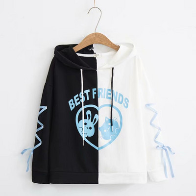 Φαρδύ μοντέλο γυναικείο φούτερ με εφαρμογή χρώματος