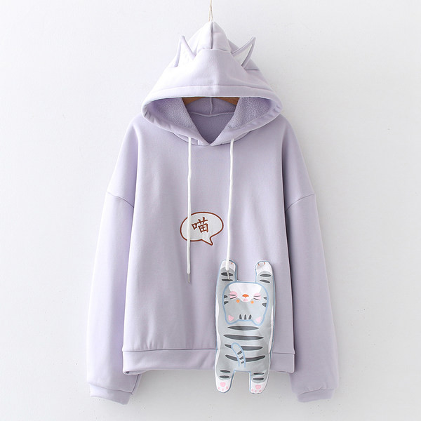 Γυναικείο φούτερ με κουκούλα και 3D εφαρμογή