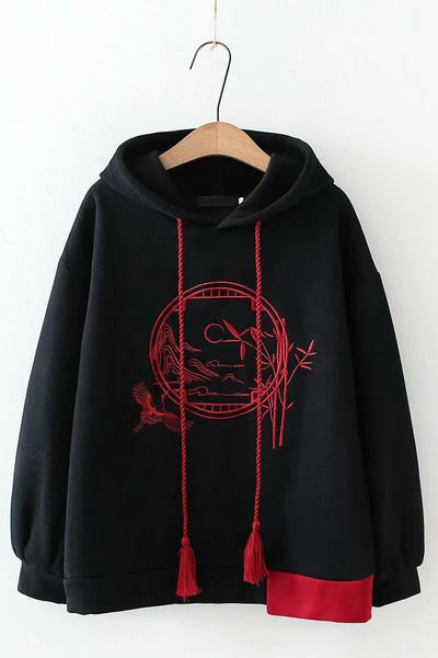 Γυναικείο φούτερ με κουκούλα και κέντημα σε πολλά χρώματα