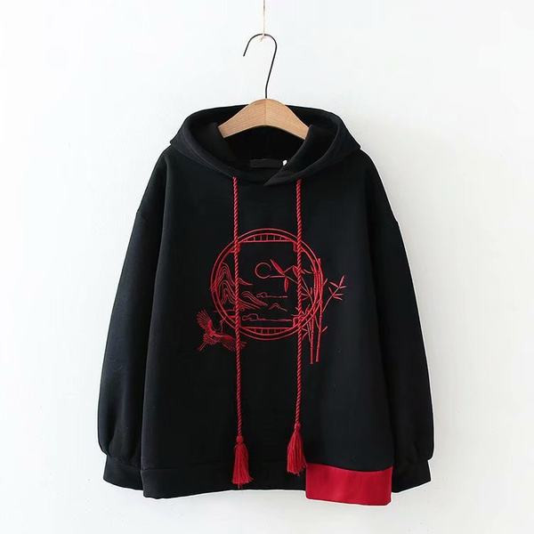 Γυναικείο φούτερ με κουκούλα και κέντημα σε πολλά χρώματα