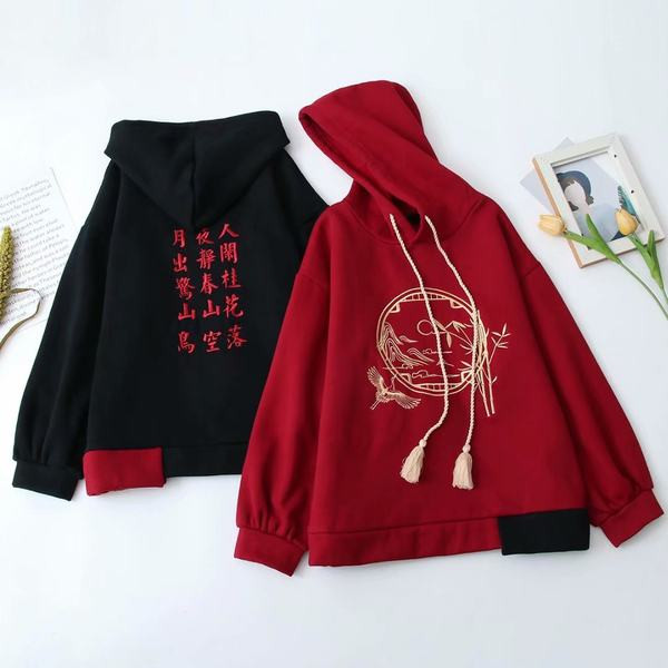 Γυναικείο φούτερ με κουκούλα και κέντημα σε πολλά χρώματα