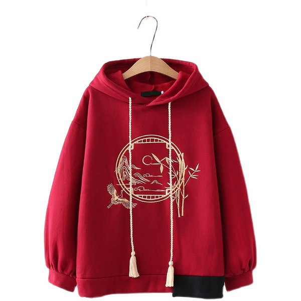 Γυναικείο φούτερ με κουκούλα και κέντημα σε πολλά χρώματα