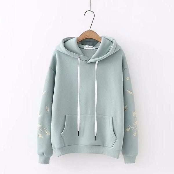 Női pulóver kapucnival és több színben hímzéssel