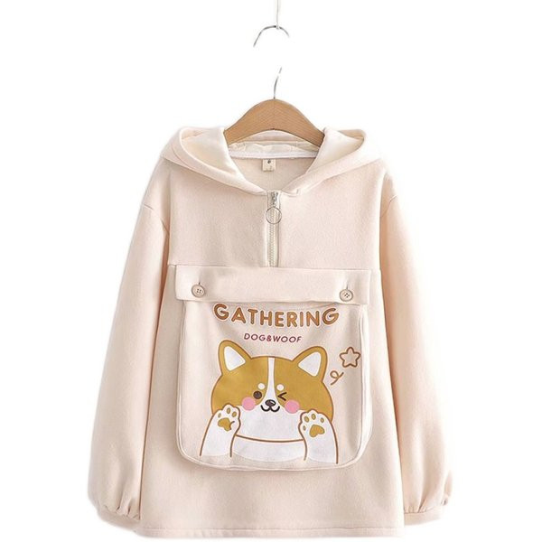 Φαρδύ ζεστό φούτερ με έγχρωμη στάμπα