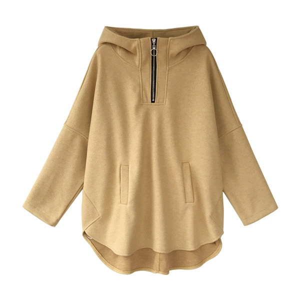 Női pulóver cipzárral - széles modell