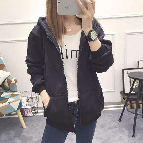 Γυναικείο φούτερ με κουκούλα και φερμουάρ σε δύο χρώματα