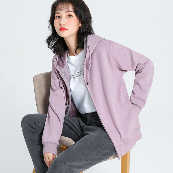 Γυναικείο φούτερ με κουκούλα και φερμουάρ σε δύο χρώματα