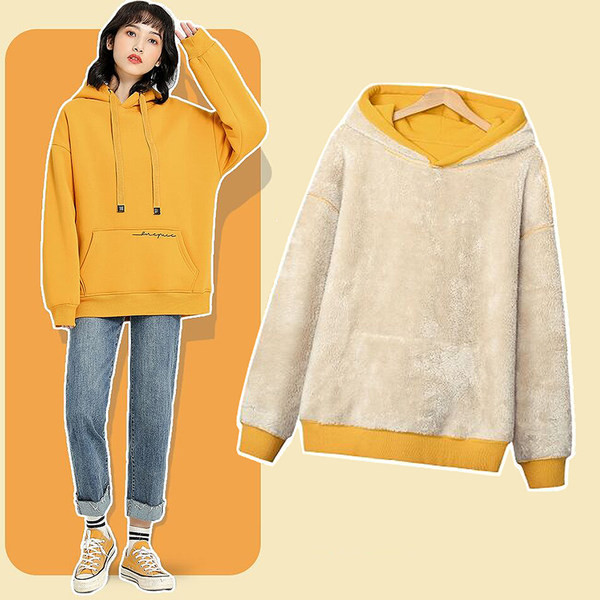 Ζεστό γυναικείο φούτερ με μπροστινή τσέπη