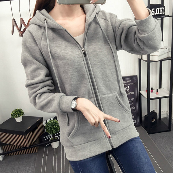 Hanorac de dama model uni cu buzunare si inchidere cu fermoar