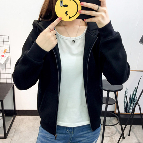 Hanorac de dama model uni cu buzunare si inchidere cu fermoar