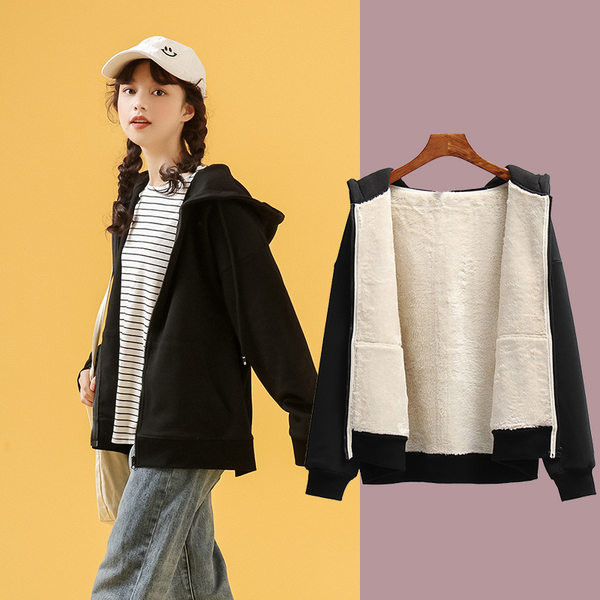 Női pulóver pehely béléssel és kapucnival - három színben