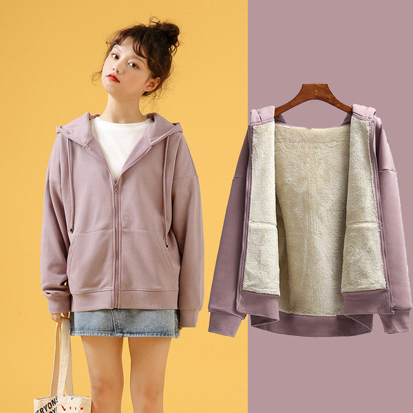 Női pulóver pehely béléssel és kapucnival - három színben