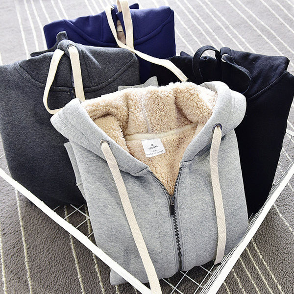 Καθημερινό γυναικείο φούτερ με ζεστή φόδρα και κουκούλα