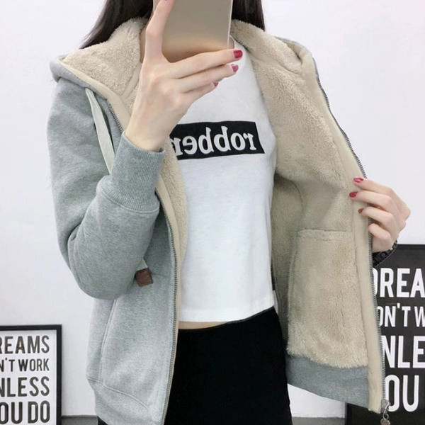 Καθημερινό γυναικείο φούτερ με ζεστή φόδρα και κουκούλα