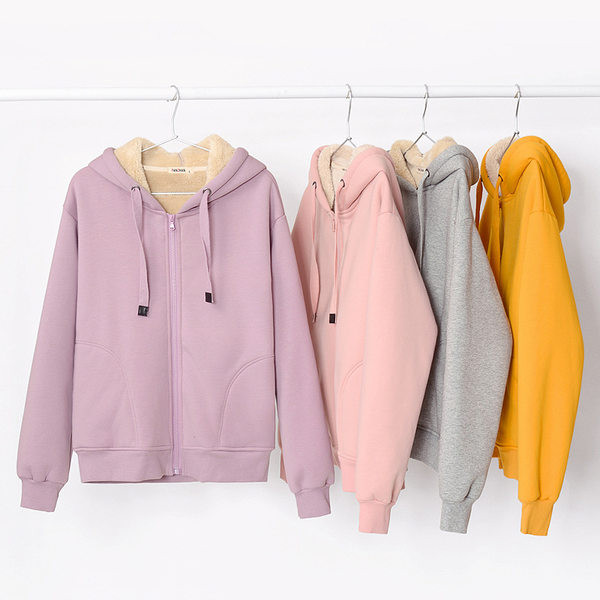 Γυναικείο φούτερ με φερμουάρ και κουκούλα σε τέσσερα χρώματα