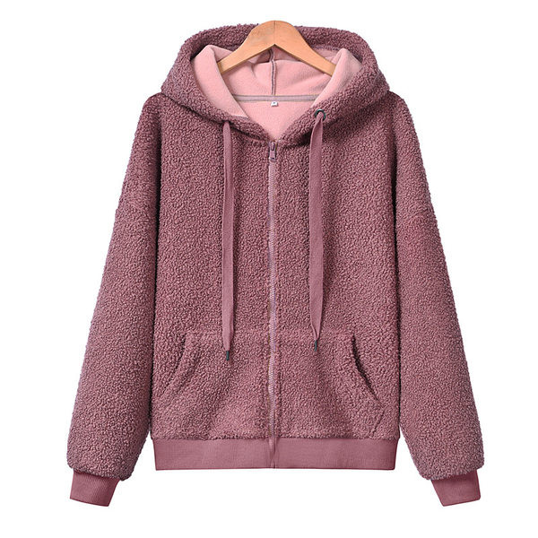 Γυναικείο πουπουλένιο φούτερ με τσέπη και κουκούλα