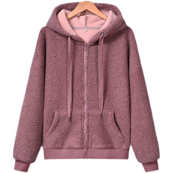 Γυναικείο πουπουλένιο φούτερ με τσέπη και κουκούλα