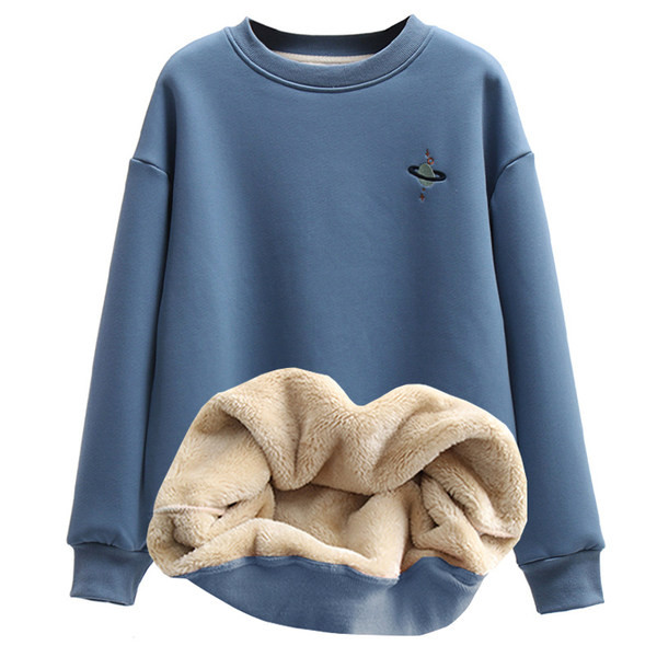 Női téli blúz kerek nyakkivágással és meleg béléssel