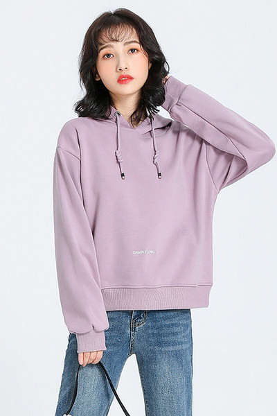 Γυναικείο casual φούτερ με κουκούλα και κορδόνια