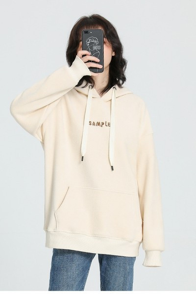 Γυναικείο βελούδινο φούτερ με κουκούλα και κεντητή επιγραφή