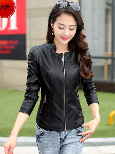 Geaca de dama din piele cu fermoar in trei culori