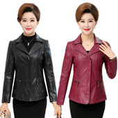 Ženska kožna jakna s klasičnim ovratnikom i džepom