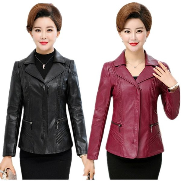 Ženska kožna jakna s klasičnim ovratnikom i džepom