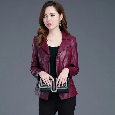 Γυναικείο μπουφάν σε τρία χρώματα από οικολογικό δέρμα